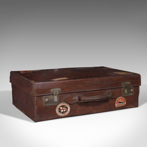 Antique Gentleman's Suitcase, English, Leather, Case, Travel, Edwardian, C.1910