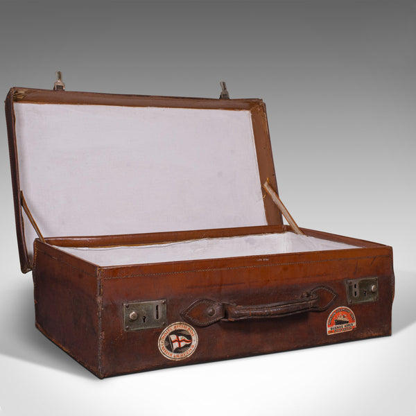 Antique Gentleman's Suitcase, English, Leather, Case, Travel, Edwardian, C.1910