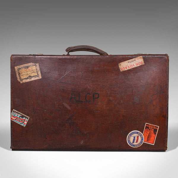 Antique Gentleman's Suitcase, English, Leather, Case, Travel, Edwardian, C.1910