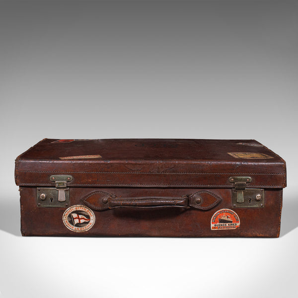Antique Gentleman's Suitcase, English, Leather, Case, Travel, Edwardian, C.1910