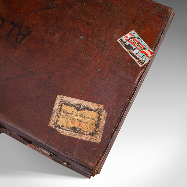 Antique Gentleman's Suitcase, English, Leather, Case, Travel, Edwardian, C.1910