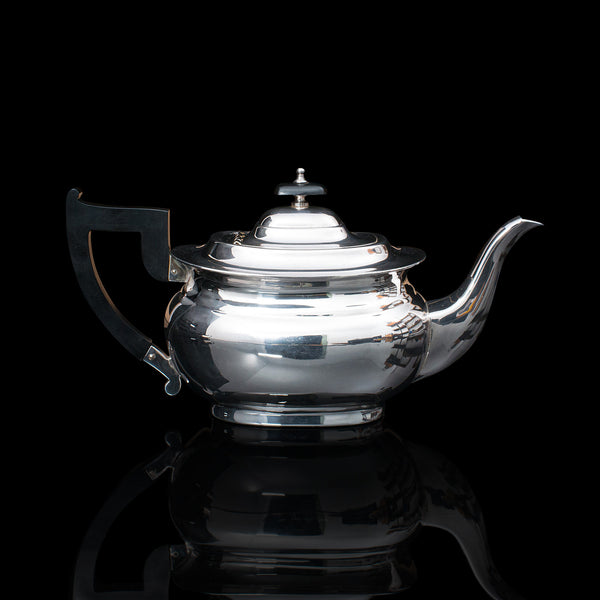 Vintage Tea Set, English, Silver Plate, Teapot, Dish, Pouring Jug, Art Deco