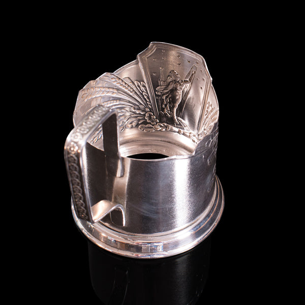 Pair Of, Vintage Podstakannik Cups, Russian, Silver Plate, USSR, Sputnik, 1950