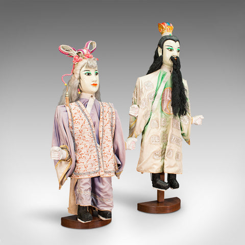 Large Pair Of Vintage Opera Puppets, Oriental, Figure, Mid 20th Century, C.1950