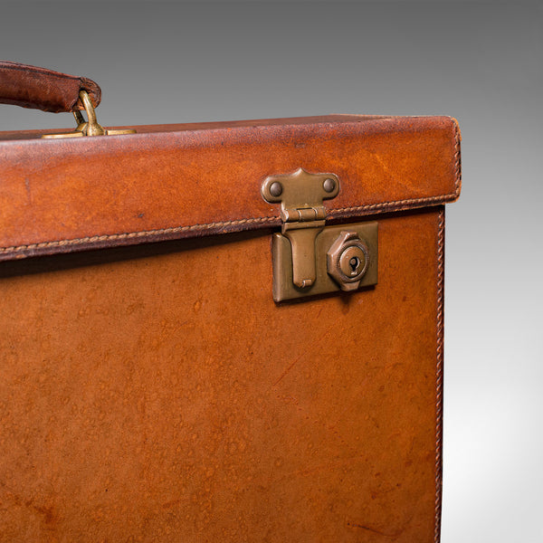 Antique Folio Case, English, Leather, Record Producer's Attache Briefcase, 1920