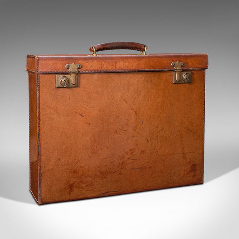 Antique Folio Case, English, Leather, Record Producer's Attache Briefcase, 1920