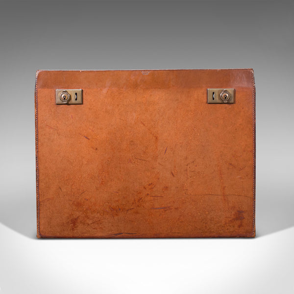 Antique Folio Case, English, Leather, Record Producer's Attache Briefcase, 1920