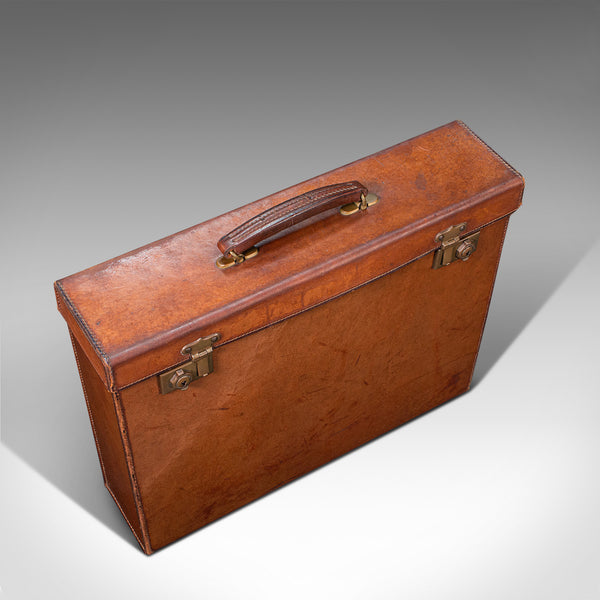 Antique Folio Case, English, Leather, Record Producer's Attache Briefcase, 1920