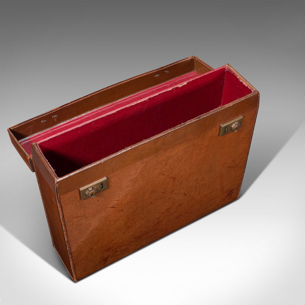 Antique Folio Case, English, Leather, Record Producer's Attache Briefcase, 1920
