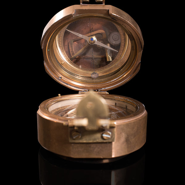 Vintage Cased Compass, English, Copper, Bronze, Maritime, Navigation Instrument
