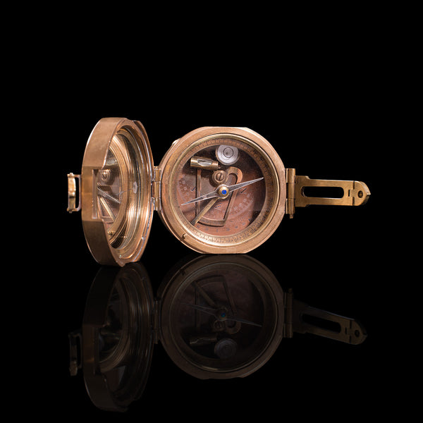 Vintage Cased Compass, English, Copper, Bronze, Maritime, Navigation Instrument