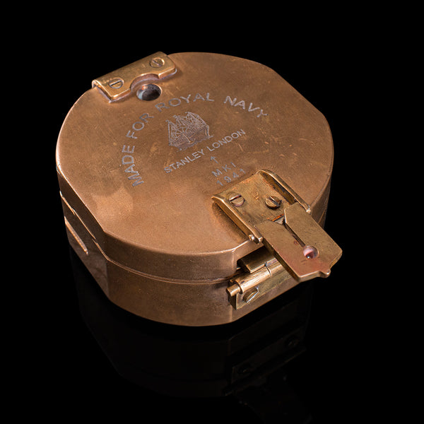Vintage Cased Compass, English, Copper, Bronze, Maritime, Navigation Instrument