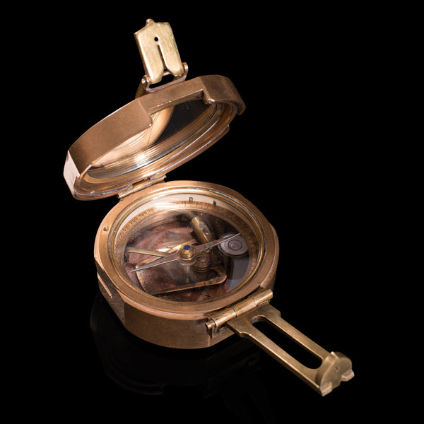 Vintage Cased Compass, English, Copper, Bronze, Maritime, Navigation Instrument
