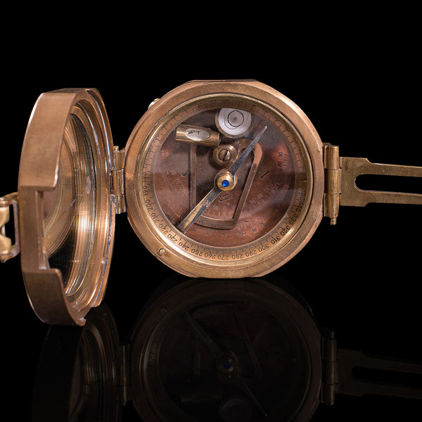 Vintage Cased Compass, English, Copper, Bronze, Maritime, Navigation Instrument