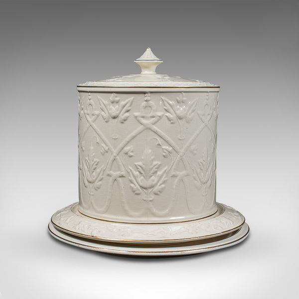 Antique Stilton Dome, English, Ceramic, Cheese Keeper, Cracker Plate, Victorian