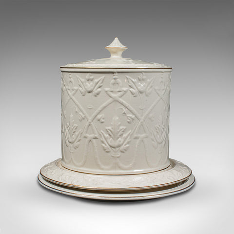 Antique Stilton Dome, English, Ceramic, Cheese Keeper, Cracker Plate, Victorian