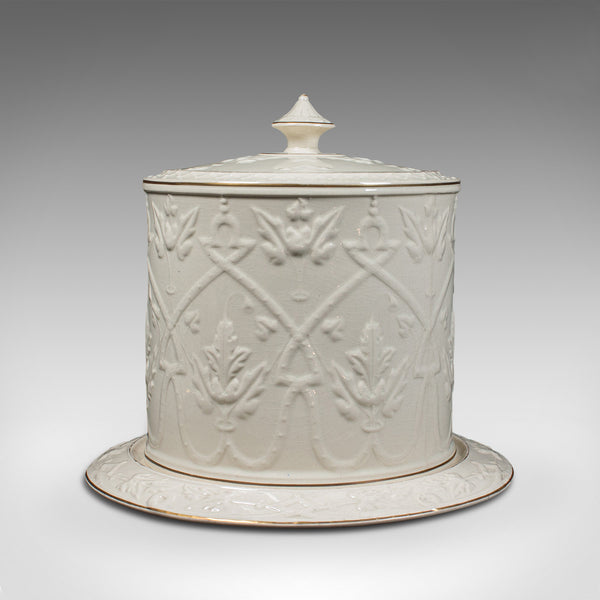 Antique Stilton Dome, English, Ceramic, Cheese Keeper, Cracker Plate, Victorian