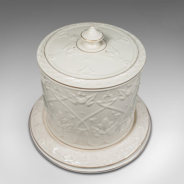 Antique Stilton Dome, English, Ceramic, Cheese Keeper, Cracker Plate, Victorian