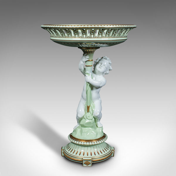 Antique Cherub Compote Dish, English, Decorative Putti, Grape Bowl, Victorian