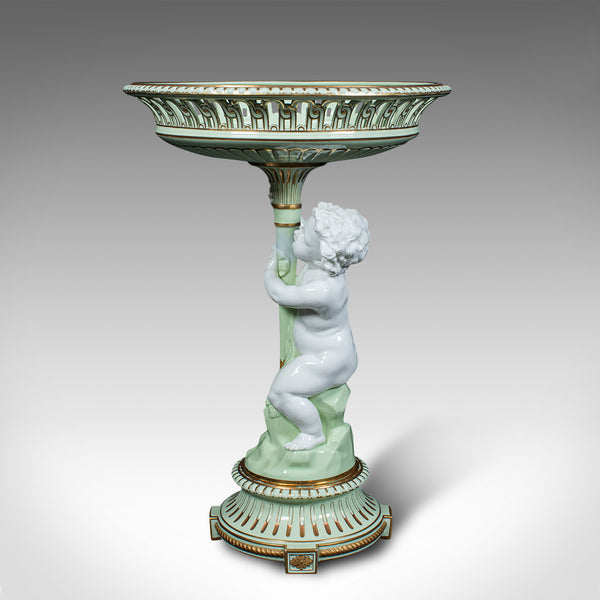 Antique Cherub Compote Dish, English, Decorative Putti, Grape Bowl, Victorian