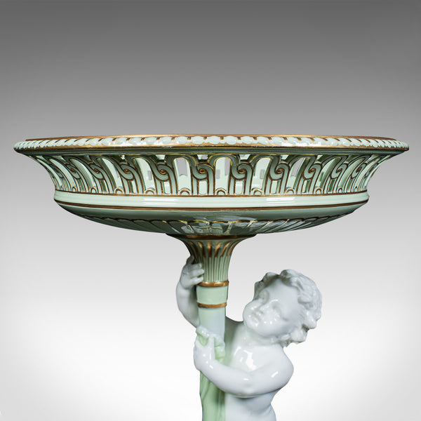 Antique Cherub Compote Dish, English, Decorative Putti, Grape Bowl, Victorian
