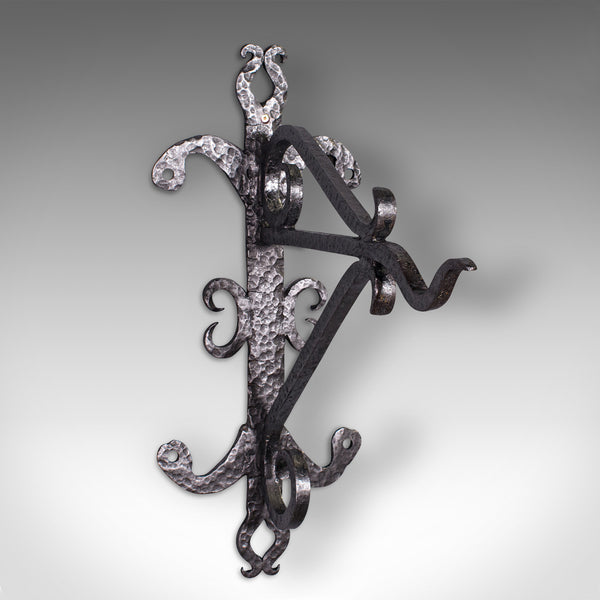 Antique Heavy Wall Bracket, English, Hand Beaten, Wrought Iron, Georgian, C.1800