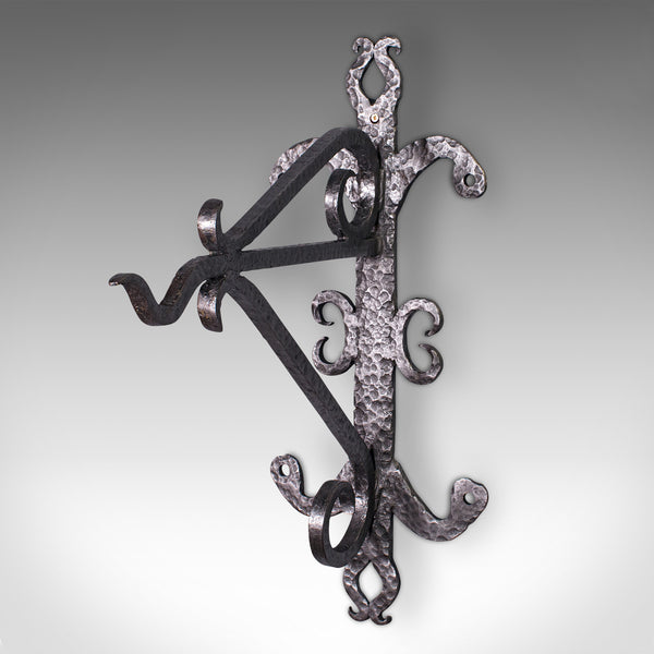 Antique Heavy Wall Bracket, English, Hand Beaten, Wrought Iron, Georgian, C.1800