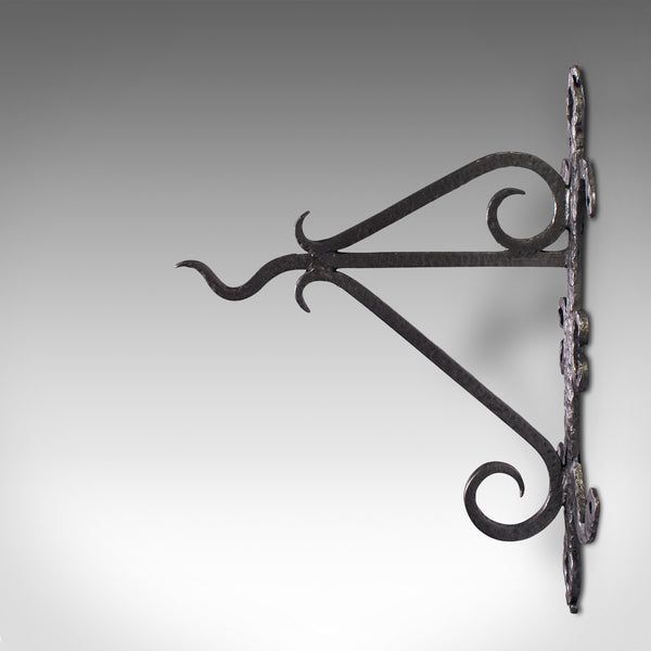 Antique Heavy Wall Bracket, English, Hand Beaten, Wrought Iron, Georgian, C.1800