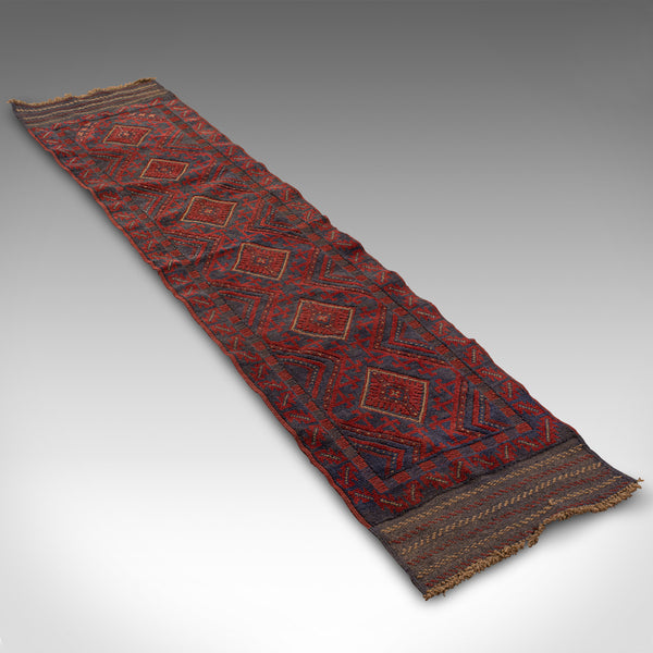 Long 8' 9" Vintage Meshwari Runner, Persian, Wool, Kilim Hall Carpet, Rug, 1930