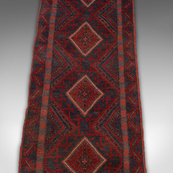 Long 8' 9" Vintage Meshwari Runner, Persian, Wool, Kilim Hall Carpet, Rug, 1930