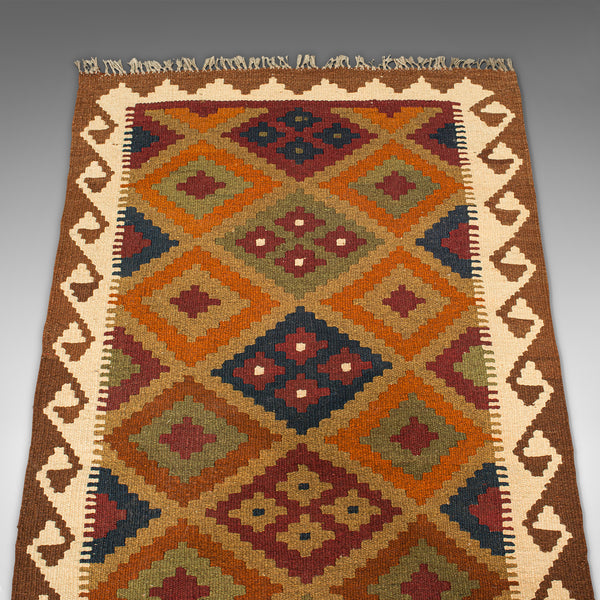 Long Vintage Maimana Kilim Runner, Caucasian, Decorative Carpet, Hallway Rug