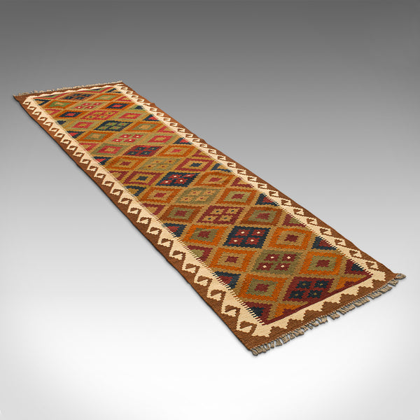 Long Vintage Maimana Kilim Runner, Caucasian, Decorative Carpet, Hallway Rug