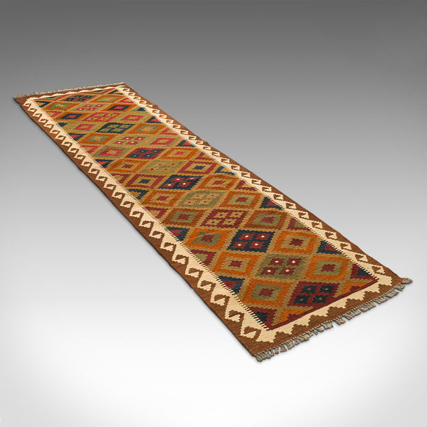 Long Vintage Maimana Kilim Runner, Caucasian, Decorative Carpet, Hallway Rug