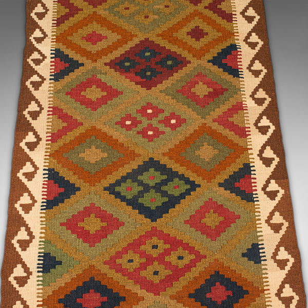 Long Vintage Maimana Kilim Runner, Caucasian, Decorative Carpet, Hallway Rug