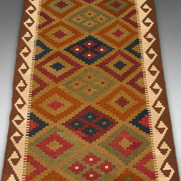 Long Vintage Maimana Kilim Runner, Caucasian, Decorative Carpet, Hallway Rug