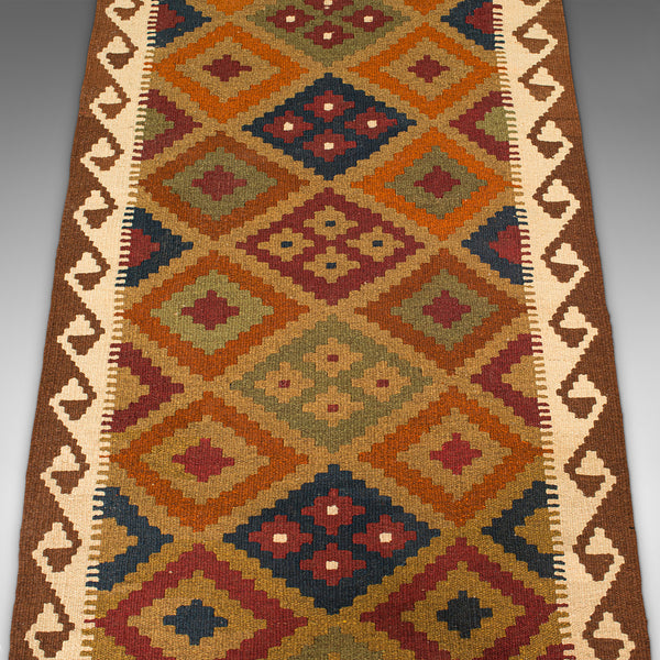 Long Vintage Maimana Kilim Runner, Caucasian, Decorative Carpet, Hallway Rug