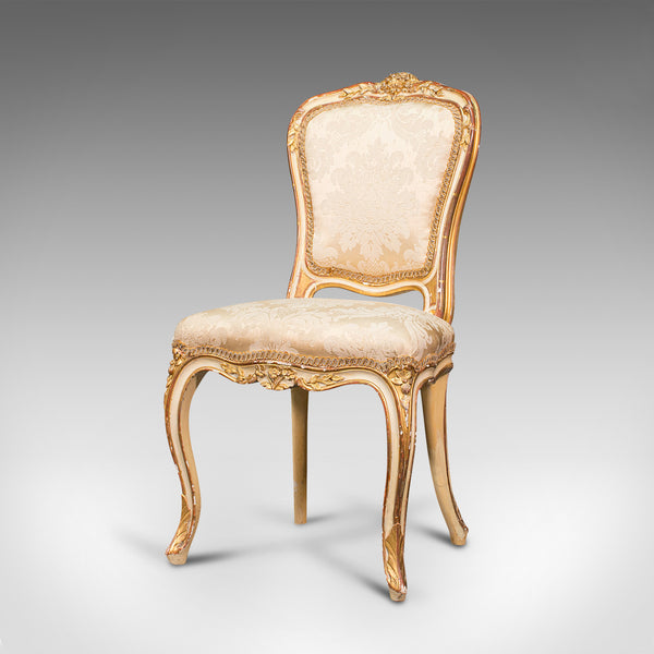 Antique Boudoir Chair, French, Giltwood, Bedroom Dressing Seat, Victorian, 1900