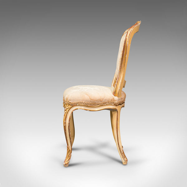 Antique Boudoir Chair, French, Giltwood, Bedroom Dressing Seat, Victorian, 1900