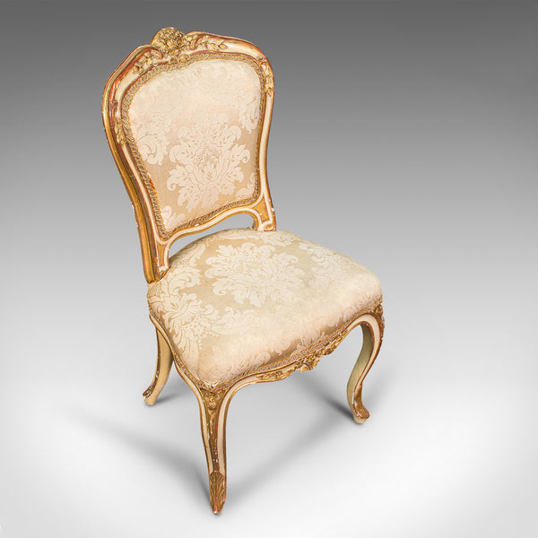Antique Boudoir Chair, French, Giltwood, Bedroom Dressing Seat, Victorian, 1900