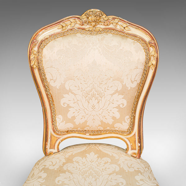 Antique Boudoir Chair, French, Giltwood, Bedroom Dressing Seat, Victorian, 1900