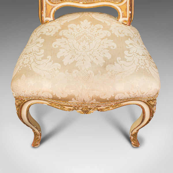 Antique Boudoir Chair, French, Giltwood, Bedroom Dressing Seat, Victorian, 1900