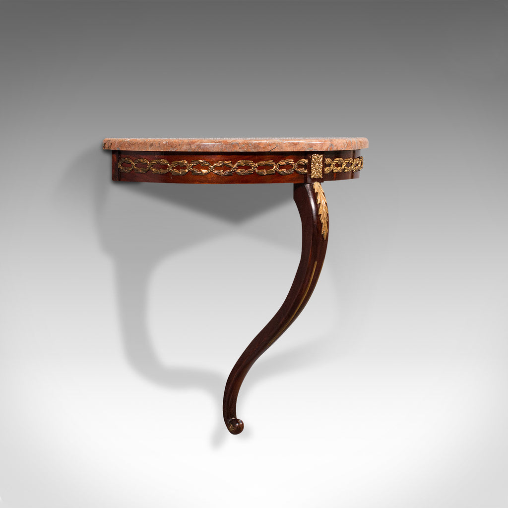 Vintage Console Table French Mahogany Marble Wall Art Deco Shelf C.1940
