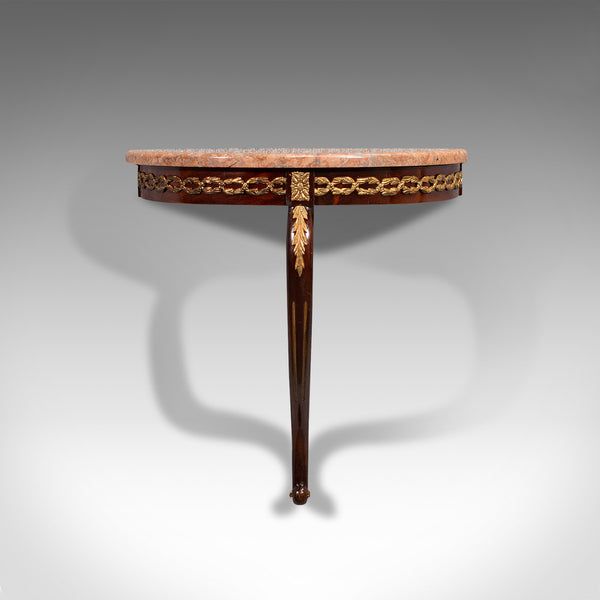 Vintage Console Table, French, Mahogany, Marble, Wall, Art Deco, Shelf, C.1940