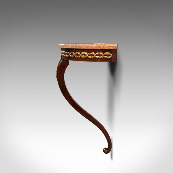 Vintage Console Table, French, Mahogany, Marble, Wall, Art Deco, Shelf, C.1940