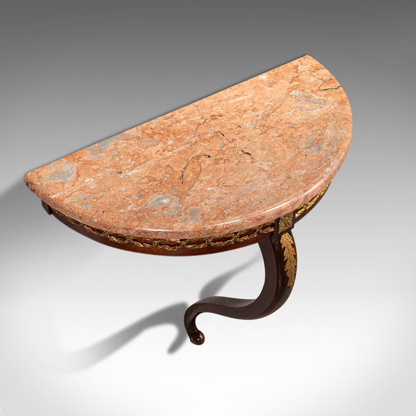 Vintage Console Table, French, Mahogany, Marble, Wall, Art Deco, Shelf, C.1940