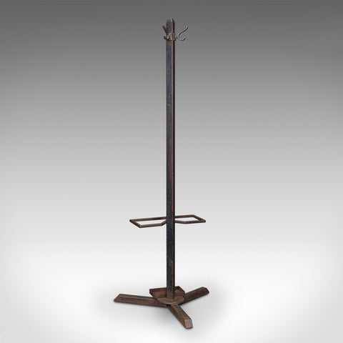 Vintage Brutalist Hall Rack, German, Steel, Hallway, Coat, Umbrella Stand, 1950