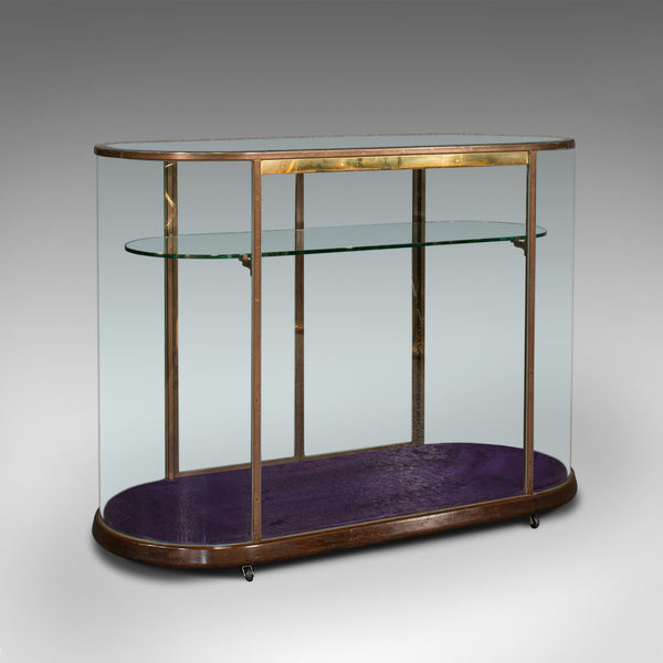 Large Antique Glazed Display Cabinet, English, Bronze, Shop, Showcase, Edwardian