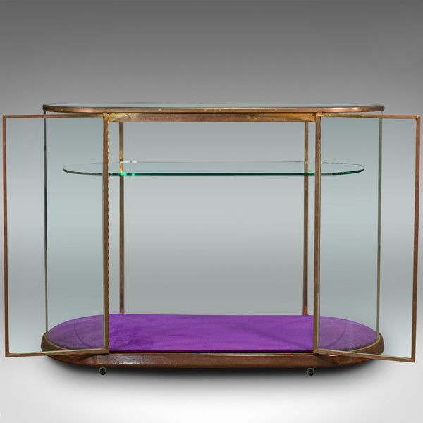Large Antique Glazed Display Cabinet, English, Bronze, Shop, Showcase, Edwardian