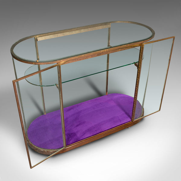 Large Antique Glazed Display Cabinet, English, Bronze, Shop, Showcase, Edwardian