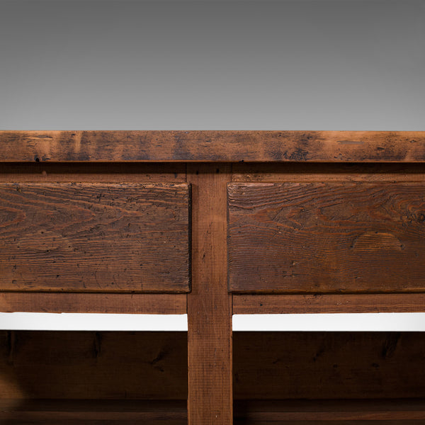 Large Antique Craftsman's Table, Pine, Kitchen Island, Retail, Bench, Victorian